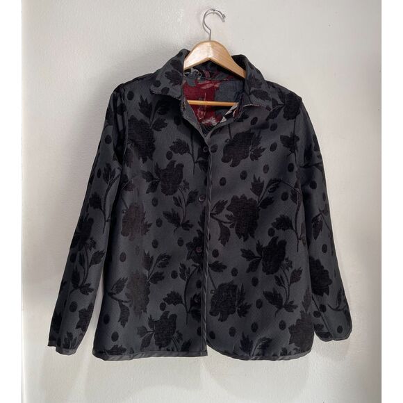 reversible VTG jacket cardigan dark romantic grunge Y2K floral casual women 2XL - Picture 4 of 6
